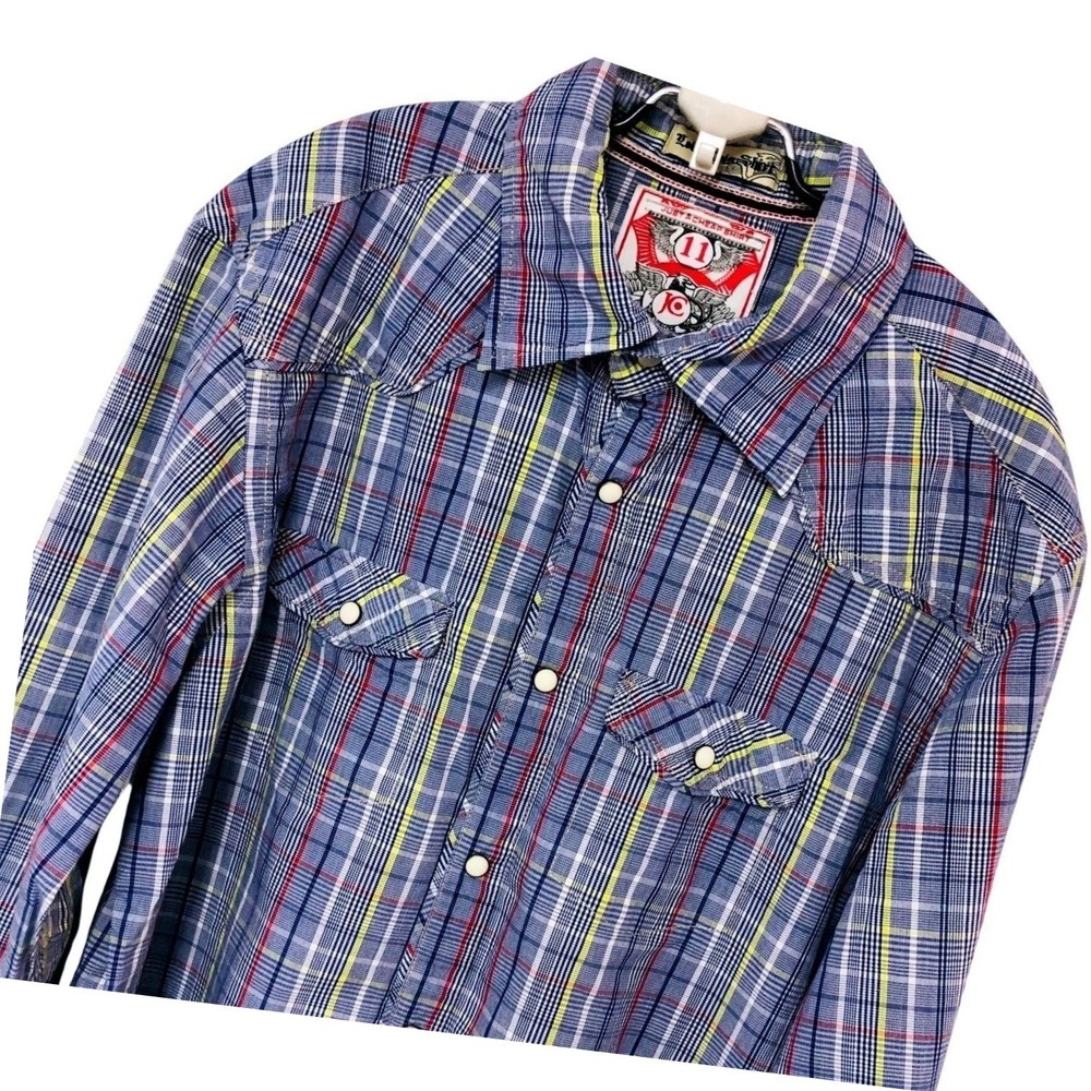Jachs NY Plaid Pearl Snap Western Shirt Cowboy‎ Rockabilly Slim Fit Mens M